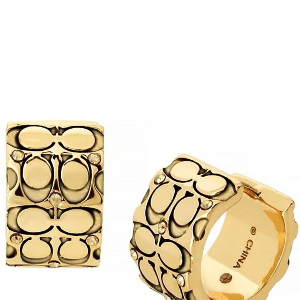 COACH Quilted C Huggie Earrings - Picture 2 of 6